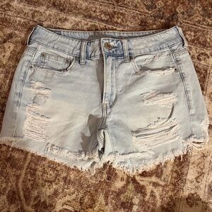 American Eagle Outfitters Light Blue Ripped Jean Shorts
